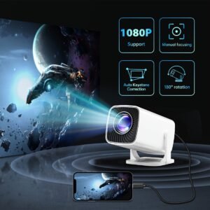 Q100 Compact Mini Home Theater Projector with European Plug - 180° Rotating Projection, 1080P Support, Auto Keystone Correction, Focus & Rotation Controls - Ideal for Christmas & Thanksgiving Gifts
