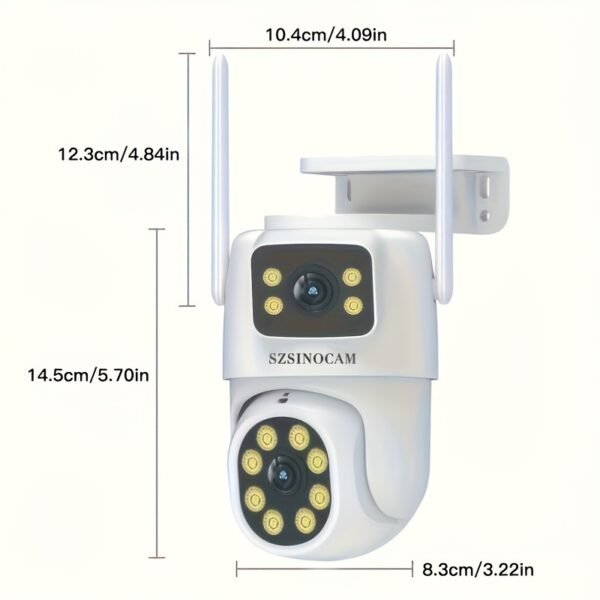 1pc SZSINOCAM 720P HD Wireless Outdoor Security Camera, Dual Lens, 2K Ultra Clear Night Vision, Waterproof, App Control, USB Charging, 360° Pan-Tilt, Motion Detection, Two-Way Audio, No Battery, Wi-Fi Enabled - Image 2
