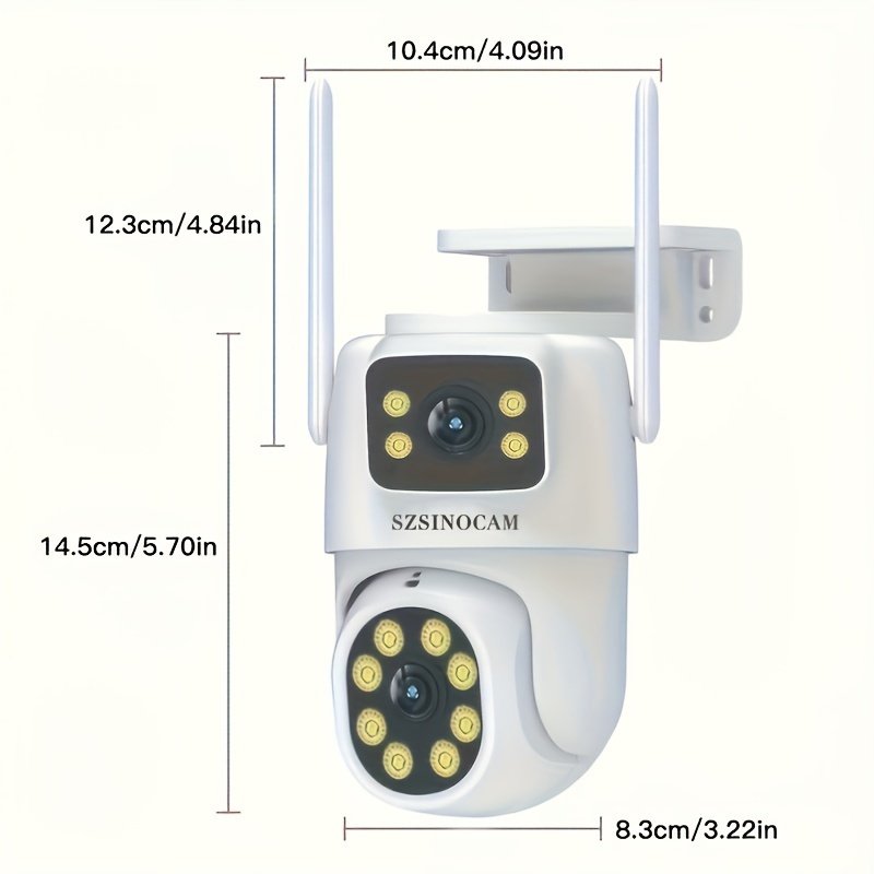 1pc SZSINOCAM 720P HD Wireless Outdoor Security Camera, Dual Lens, 2K Ultra Clear Night Vision, Waterproof, App Control, USB Charging, 360° Pan-Tilt, Motion Detection, Two-Way Audio, No Battery, Wi-Fi Enabled - Image 2