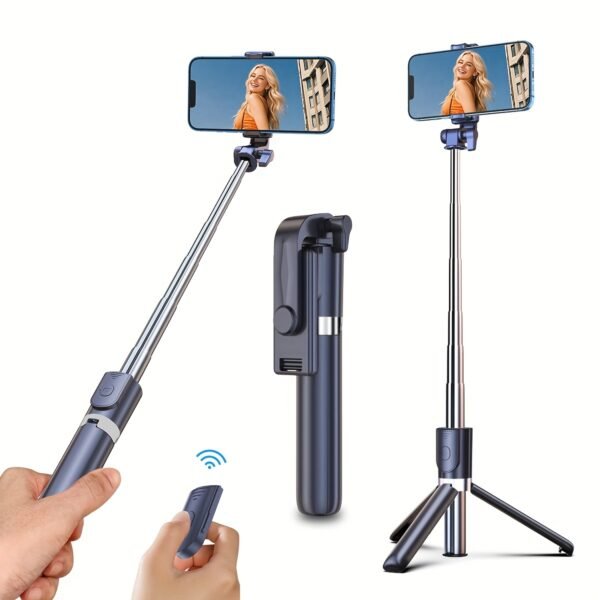 YIIOJUU 1pc 104.14cm Retractable All-in-One Smartphone Selfie Stick - 360° Rotating Tripod Holder, Wireless Remote Control, Ultra-Portable Compact Design Suitable for iPhone/Samsung/Android Phones, Perfect for Travel and Content Creation - Image 2