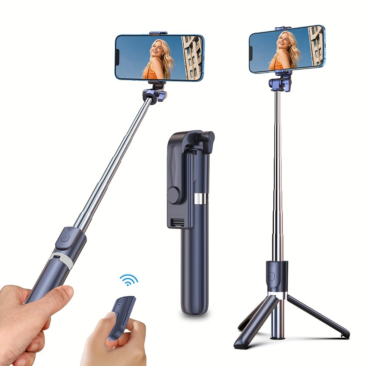 YIIOJUU 1pc 104.14cm Retractable All-in-One Smartphone Selfie Stick - 360° Rotating Tripod Holder, Wireless Remote Control, Ultra-Portable Compact Design Suitable for iPhone/Samsung/Android Phones, Perfect for Travel and Content Creation - Image 2