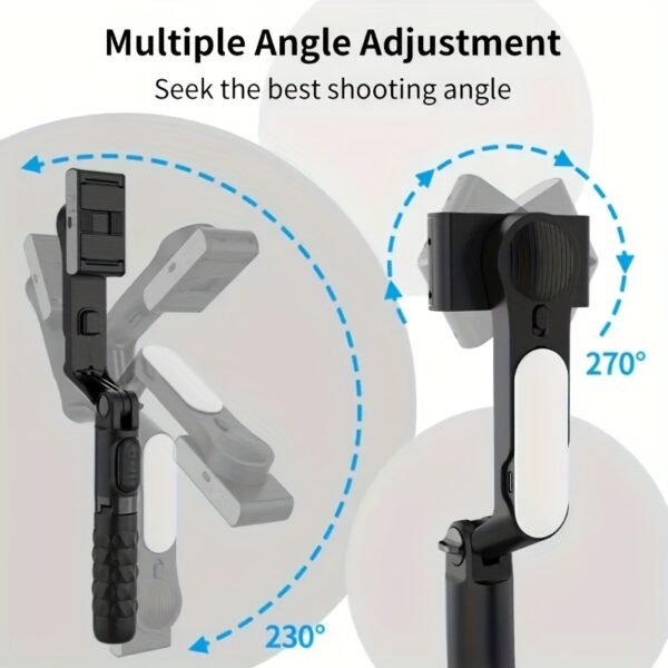 1pc Desiontal A6 1-Axis Handheld Gimbal Stabilizer with Wireless Remote, LED Beauty Light, Tripod Mount, Retractable Folding Selfie Stick for iPhone/Android - USB Charging, ≤36V, 400mAh Lithium Polymer Battery, ABS Material - Image 8