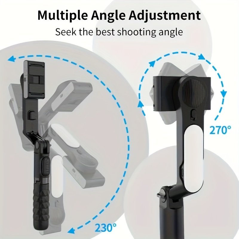 1pc Desiontal A6 1-Axis Handheld Gimbal Stabilizer with Wireless Remote, LED Beauty Light, Tripod Mount, Retractable Folding Selfie Stick for iPhone/Android - USB Charging, ≤36V, 400mAh Lithium Polymer Battery, ABS Material - Image 8