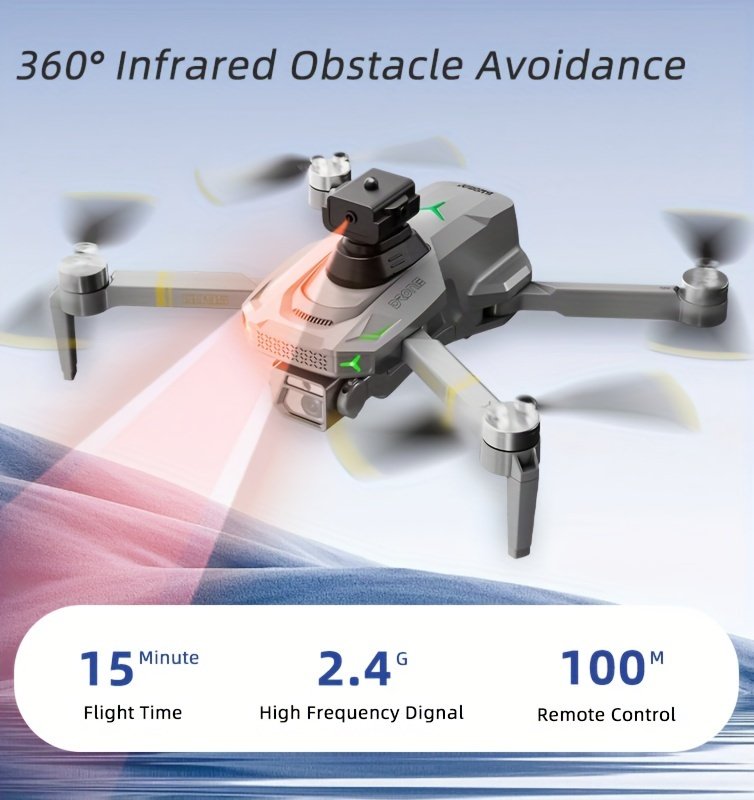 GD95 Brushless Motor Drone with Dual HD Cameras - Anti-Shake ESC, 360° Obstacle Avoidance, Hover Function, 120° Wide Angle Lens, 2.4GHz Signal, 100m Remote Control, 2000mAh Battery - Includes Spare Propeller, Storage Bag & Protective Cover - Image 13