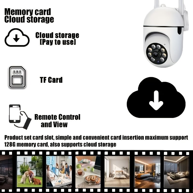 An Indoor Security Wifi Camera, Automatic Tracking, Color Night Vision Home Protection, Two-Way Audio, AI Intelligent Tracking Motion Detection, Suitable for Home Street Security And Monitoring, Can Be Used As Christmas And Halloween Gifts. - Image 2