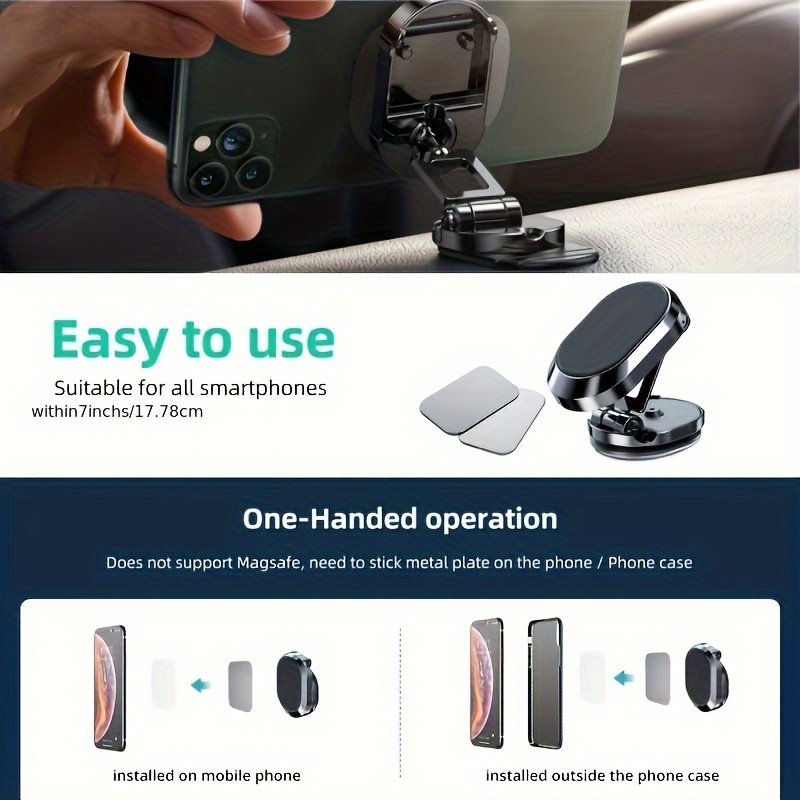 1pc 360 Degree Rotating Magnetic Car Dashboard Mount, Zinc Alloy Universal Adjustable Phone Holder, Ergonomic Memory Foam Wrist Rest, Non-Waterproof, for Office and Gaming - Image 7