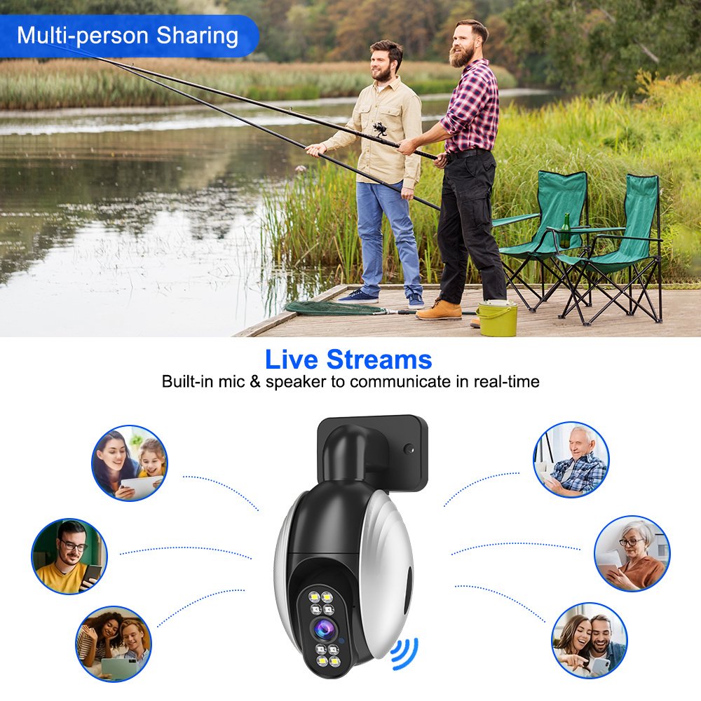 WJG 1 2-Megapixel Wireless WiFi Security Camera, IPX4 Waterproof, 355° Rotation, Color Night Vision, AI Motion Detection, Two-Way Audio, Real-Time Video Recording, Indoor/Outdoor, USB Powered, No Battery/Memory Card, Wall Hanging, LED Lights, 1080p HD Res - Image 9