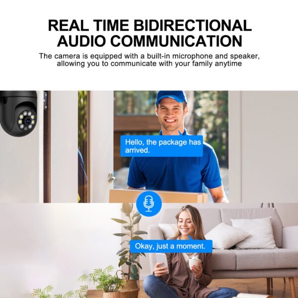2-Pack WJG 1080p HD Wireless Security Cameras, Dual Interface Viewing, 200W Pixel Lens, Indoor/Outdoor 360° Rotatable, Baby/Pet/Home/Store Cam, 2.4G/5G WiFi, Color Night Vision, Cloud/SD Card Storage, Two-Way Audio, Smart Motion Tracking, USB Powered (No - Image 5