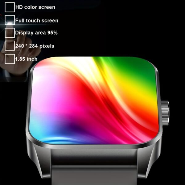 1pc Coiusor Men'S Smart Watch - 4.7cm HD Full Touch Screen, IP68 Waterproof, USB Rechargeable, Silicone Strap, Sports Style, Pedometer, Message Push, Call Function, Compatible with iPhone/Android - Image 6