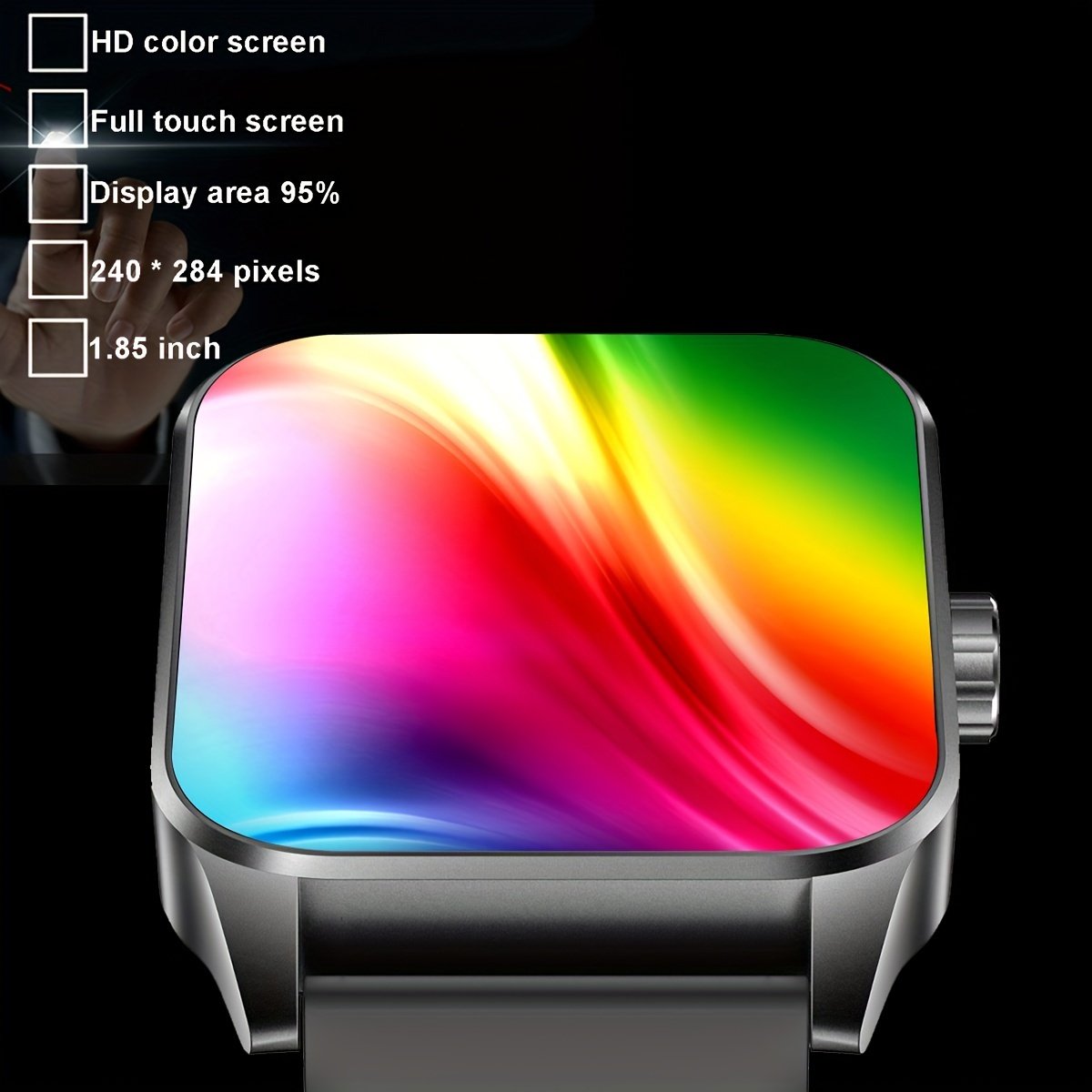 1pc Coiusor Men'S Smart Watch - 4.7cm HD Full Touch Screen, IP68 Waterproof, USB Rechargeable, Silicone Strap, Sports Style, Pedometer, Message Push, Call Function, Compatible with iPhone/Android - Image 6