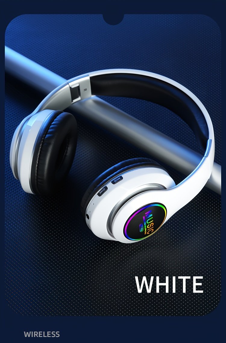 Wireless earphones, multi-color LED lights, comfortable foldable earphones, for tablet/PC/phone/birthday/Christmas/travel gifts. Popular wireless earphones, head mounted wireless earphones, and foldable earbuds. - Image 31