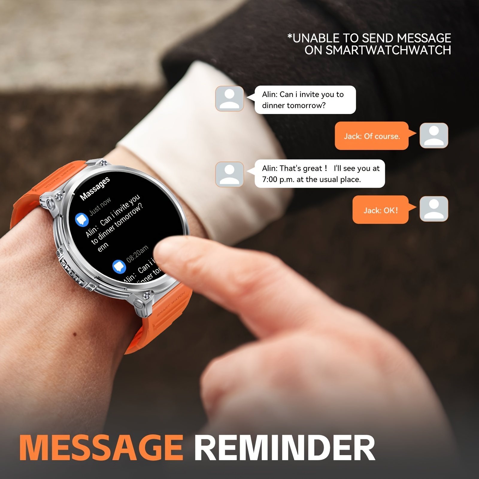 INEYES Men's Smartwatch For Android Phone With LED Flashlight And 1.85-Inch Full Touch Screen, Outdoor Sports Smart Watches For Women With 730mAh Large Capacity Battery, Smart Watch For Men With Wireless Call, Message Reminder, Women's Smartwatches For IP - Image 4