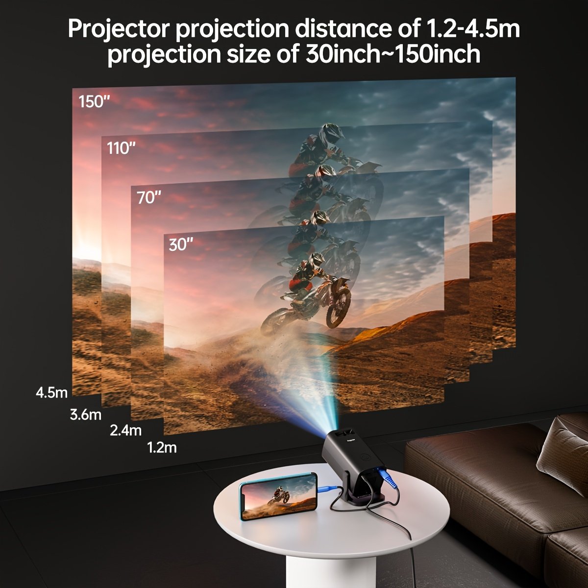 Smart HD Cost-Effective Black Projector - EU Plug, Multi-Functional Strong Projector, Suitable for Home theater, Compatible with USB, Audio, PS4, Support 1080P, Movie Projector - Image 10