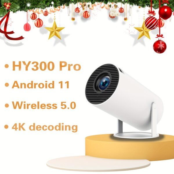TUOGTCI Portable HY300 Outdoor Projector for Android 11.0 200ANSI WiFi6 Dual Wifi H713 Chip HD 1280*720P Wireless 5.0 Support 4K Hard Decoding Playback HD Video Home Theater Merry Christmas Gift, Best for Christmas - Image 9