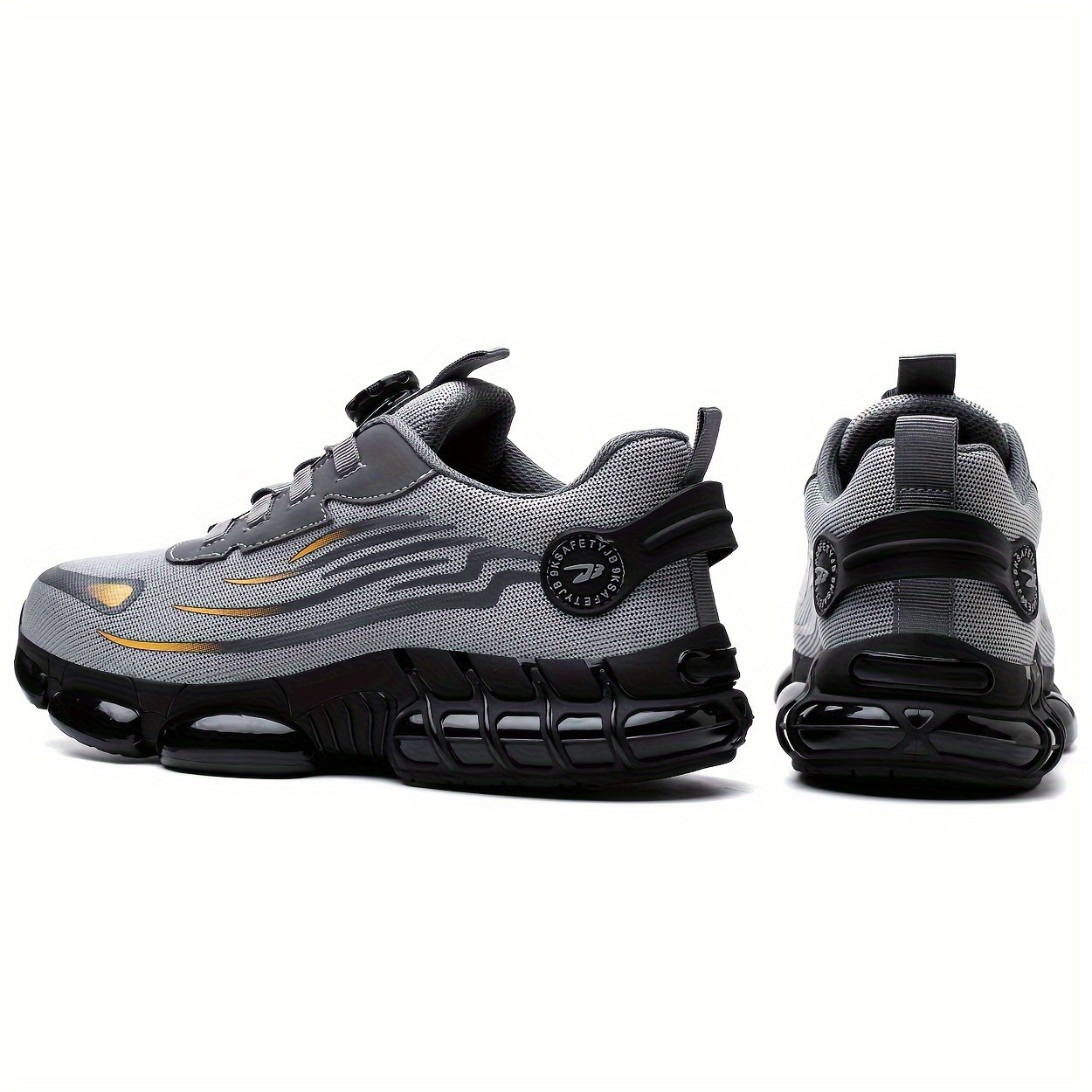 1 Pair Men'S Steel Toe Sneakers - Non-Slip Safety Work Shoes with EVA & Rubber Sole, Fabric Upper, Low Top Lace-Up Design for Running, Hiking, Outdoor Activities - Wear-Resistant, Comfortable, Universal Fit - Image 3