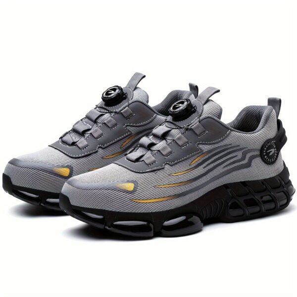 1 Pair Men'S Steel Toe Sneakers - Non-Slip Safety Work Shoes with EVA & Rubber Sole, Fabric Upper, Low Top Lace-Up Design for Running, Hiking, Outdoor Activities - Wear-Resistant, Comfortable, Universal Fit - Image 14
