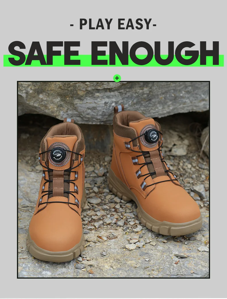 Rotating Button Work Shoes for Men Anti Puncture Work Sneakers Waterproof Black Work Safety Shoes Non Slip Steel Toe Boots - Image 11
