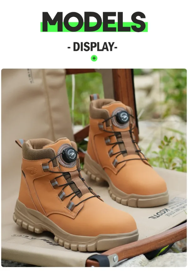 Rotating Button Work Shoes for Men Anti Puncture Work Sneakers Waterproof Black Work Safety Shoes Non Slip Steel Toe Boots - Image 27