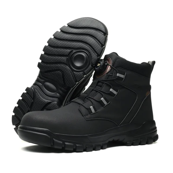 Rotating Button Work Shoes for Men Anti Puncture Work Sneakers Waterproof Black Work Safety Shoes Non Slip Steel Toe Boots - Image 6