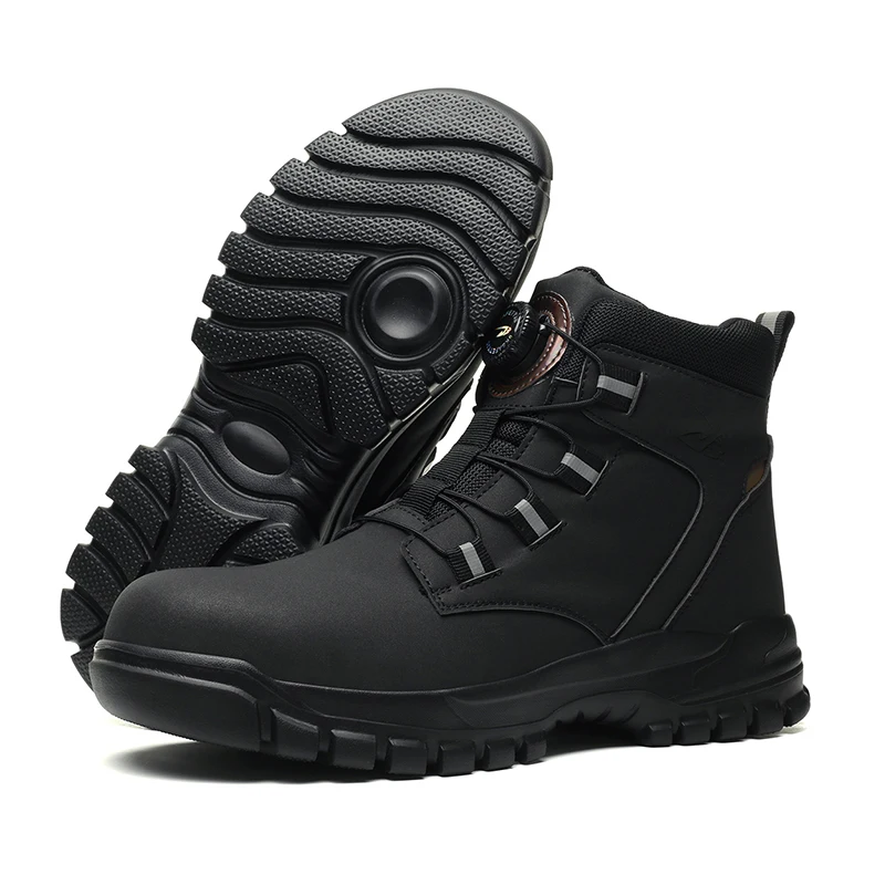 Rotating Button Work Shoes for Men Anti Puncture Work Sneakers Waterproof Black Work Safety Shoes Non Slip Steel Toe Boots - Image 6