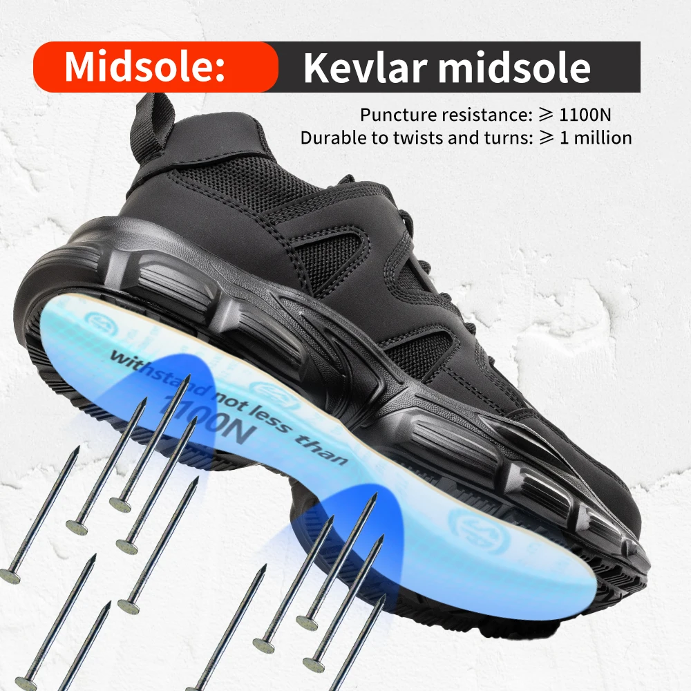 Work Sneakers Steel Toe Shoes Men Safety Shoes Puncture-Proof Work Shoes Boots Fashion Indestructible Footwear Security - Image 9