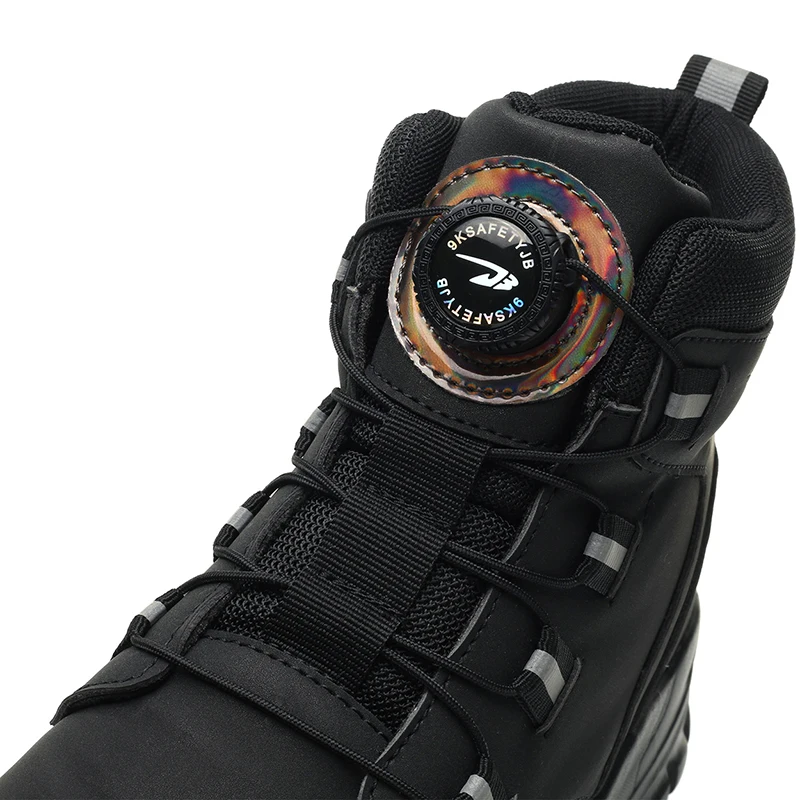 Rotating Button Work Shoes for Men Anti Puncture Work Sneakers Waterproof Black Work Safety Shoes Non Slip Steel Toe Boots - Image 2