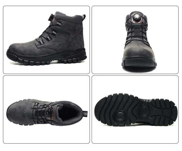 Rotating Button Work Shoes for Men Anti Puncture Work Sneakers Waterproof Black Work Safety Shoes Non Slip Steel Toe Boots - Image 36