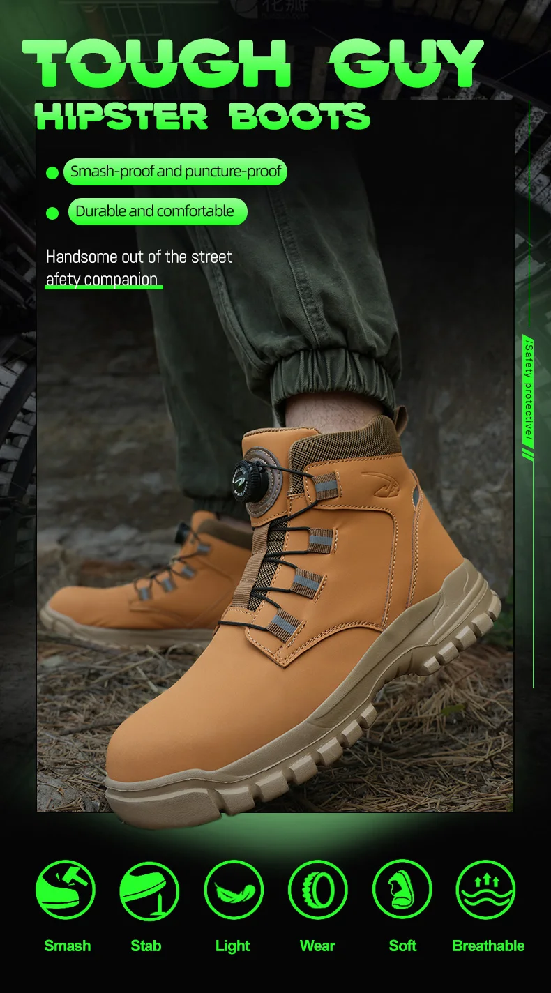 Rotating Button Work Shoes for Men Anti Puncture Work Sneakers Waterproof Black Work Safety Shoes Non Slip Steel Toe Boots - Image 10