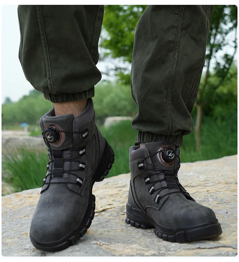 Rotating Button Work Shoes for Men Anti Puncture Work Sneakers Waterproof Black Work Safety Shoes Non Slip Steel Toe Boots - Image 31