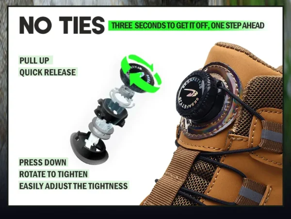 Rotating Button Work Shoes for Men Anti Puncture Work Sneakers Waterproof Black Work Safety Shoes Non Slip Steel Toe Boots - Image 14