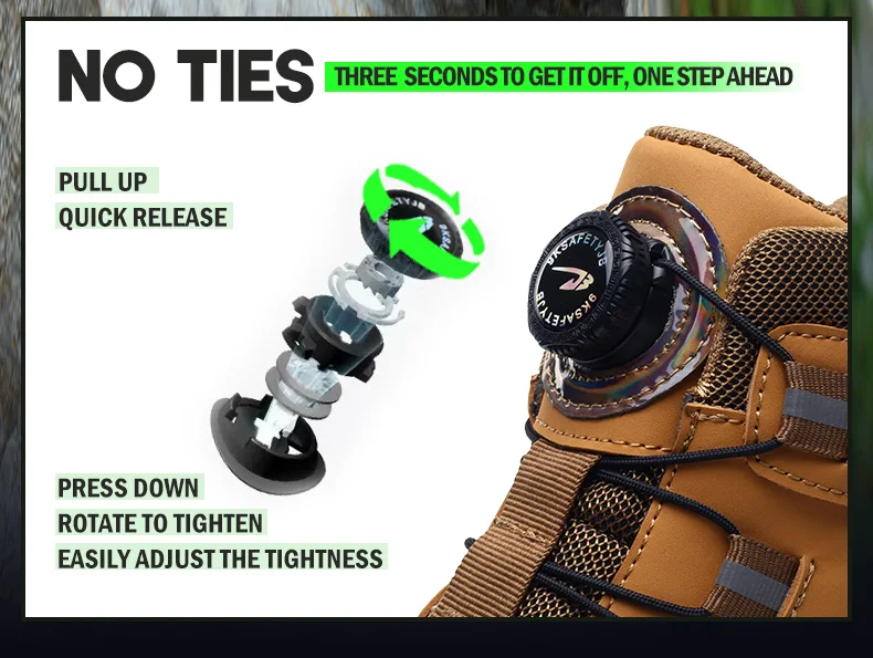 Rotating Button Work Shoes for Men Anti Puncture Work Sneakers Waterproof Black Work Safety Shoes Non Slip Steel Toe Boots - Image 14
