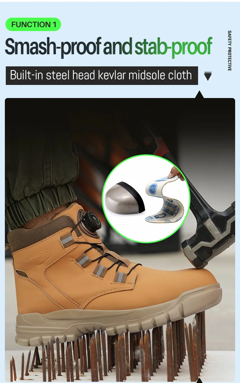 Rotating Button Work Shoes for Men Anti Puncture Work Sneakers Waterproof Black Work Safety Shoes Non Slip Steel Toe Boots - Image 20