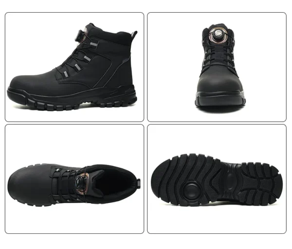 Rotating Button Work Shoes for Men Anti Puncture Work Sneakers Waterproof Black Work Safety Shoes Non Slip Steel Toe Boots - Image 38