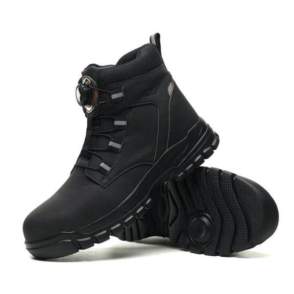 Rotating Button Work Shoes for Men Anti Puncture Work Sneakers Waterproof Black Work Safety Shoes Non Slip Steel Toe Boots - Image 5