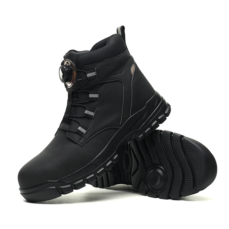 Rotating Button Work Shoes for Men Anti Puncture Work Sneakers Waterproof Black Work Safety Shoes Non Slip Steel Toe Boots - Image 5