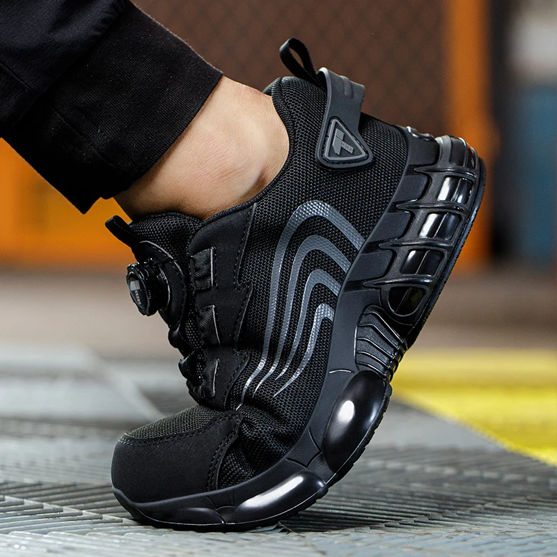 Rotary button new safety shoes for men, anti-impact and anti-piercing work shoes, fashionable men's sports shoes, and safety pro - Image 5