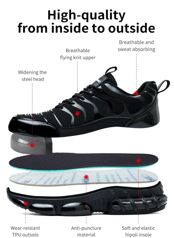 Summer Air Cushion Work Safety Shoes  Unisex Breathable Steel Toe Shoes with Anti-Piercing Protection - Image 11