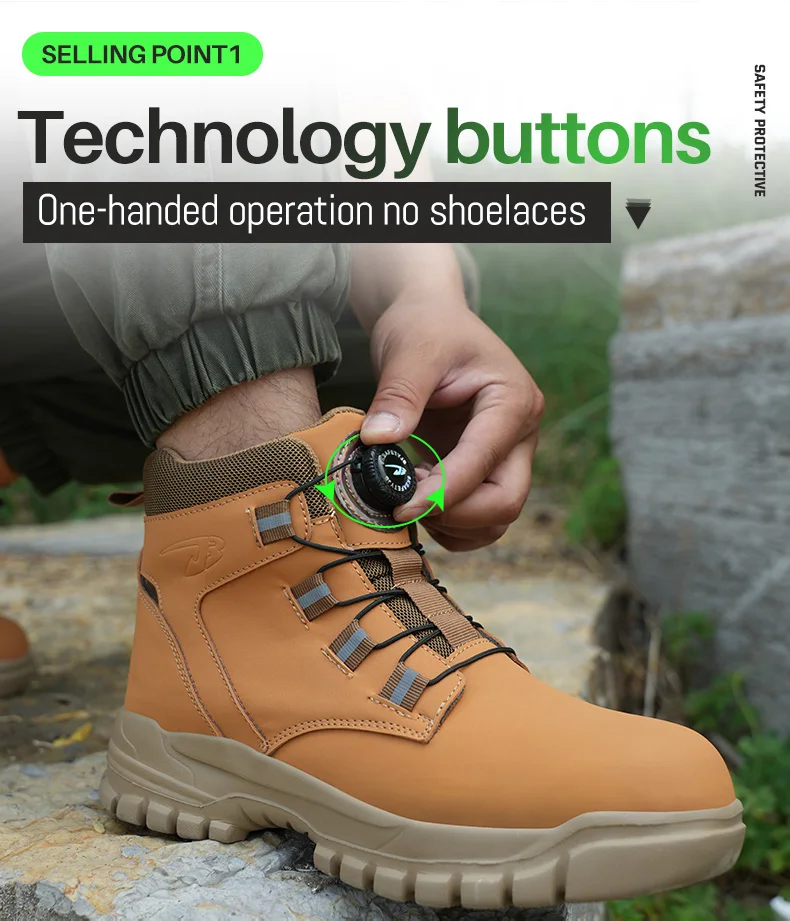 Rotating Button Work Shoes for Men Anti Puncture Work Sneakers Waterproof Black Work Safety Shoes Non Slip Steel Toe Boots - Image 13