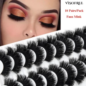 Visofree Mink Lashes 3pairs/10pairs Faux Mink Lashes Make Up False Cils Thick Hand Made Eyelash Extension Crisscross Curly Lash