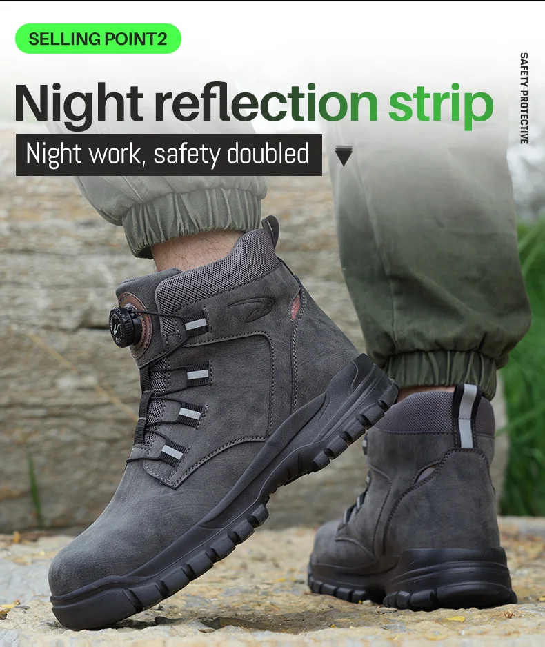 Rotating Button Work Shoes for Men Anti Puncture Work Sneakers Waterproof Black Work Safety Shoes Non Slip Steel Toe Boots - Image 15