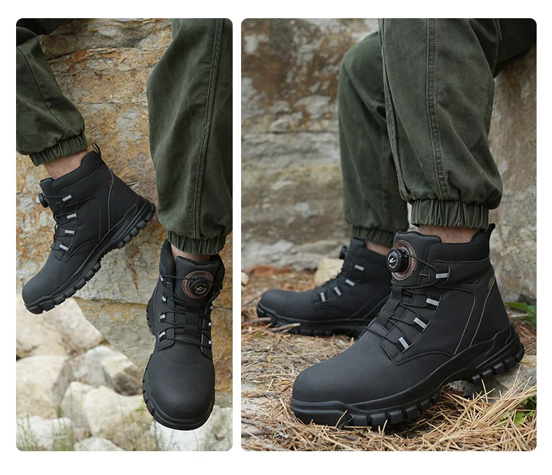 Rotating Button Work Shoes for Men Anti Puncture Work Sneakers Waterproof Black Work Safety Shoes Non Slip Steel Toe Boots - Image 30