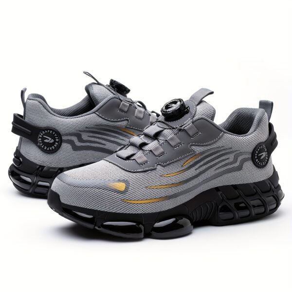 1 Pair Men'S Steel Toe Sneakers - Non-Slip Safety Work Shoes with EVA & Rubber Sole, Fabric Upper, Low Top Lace-Up Design for Running, Hiking, Outdoor Activities - Wear-Resistant, Comfortable, Universal Fit - Image 6