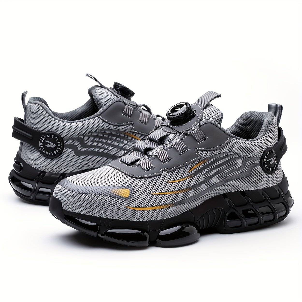1 Pair Men'S Steel Toe Sneakers - Non-Slip Safety Work Shoes with EVA & Rubber Sole, Fabric Upper, Low Top Lace-Up Design for Running, Hiking, Outdoor Activities - Wear-Resistant, Comfortable, Universal Fit - Image 6