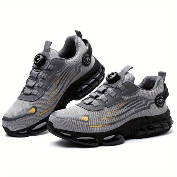 1 Pair Men'S Steel Toe Sneakers - Non-Slip Safety Work Shoes with EVA & Rubber Sole, Fabric Upper, Low Top Lace-Up Design for Running, Hiking, Outdoor Activities - Wear-Resistant, Comfortable, Universal Fit - Image 15