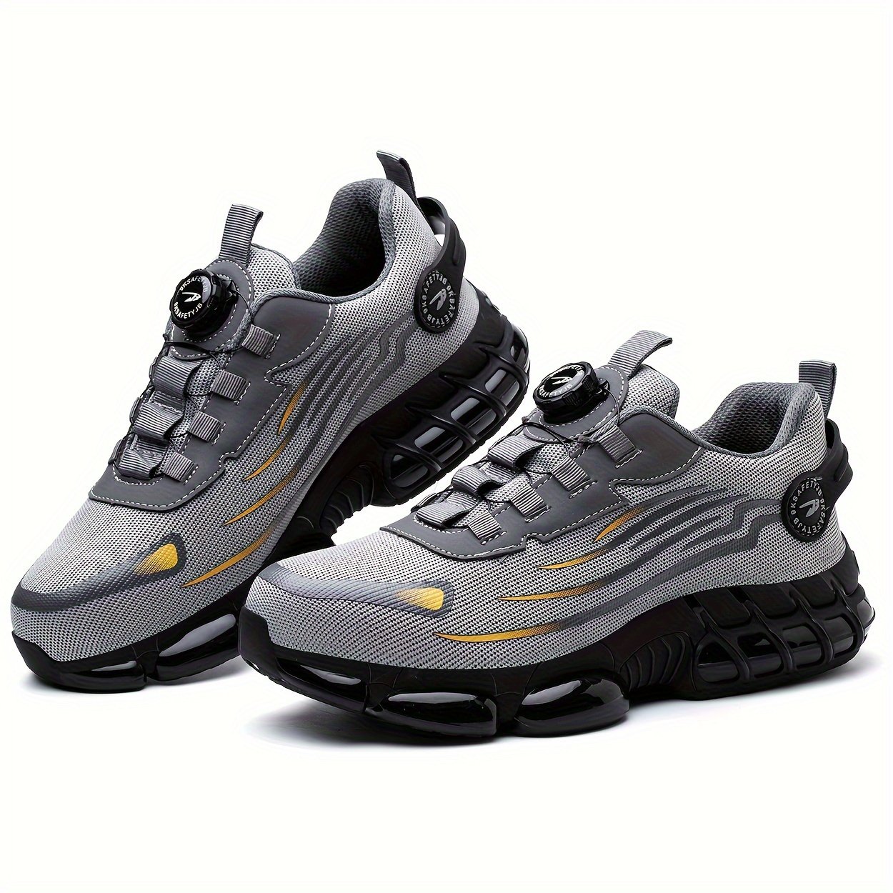 1 Pair Men'S Steel Toe Sneakers - Non-Slip Safety Work Shoes with EVA & Rubber Sole, Fabric Upper, Low Top Lace-Up Design for Running, Hiking, Outdoor Activities - Wear-Resistant, Comfortable, Universal Fit - Image 15
