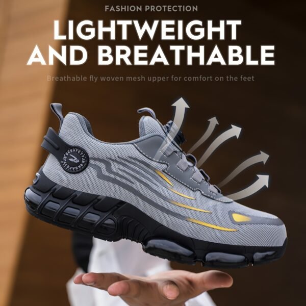 1 Pair Men'S Steel Toe Sneakers - Non-Slip Safety Work Shoes with EVA & Rubber Sole, Fabric Upper, Low Top Lace-Up Design for Running, Hiking, Outdoor Activities - Wear-Resistant, Comfortable, Universal Fit - Image 18