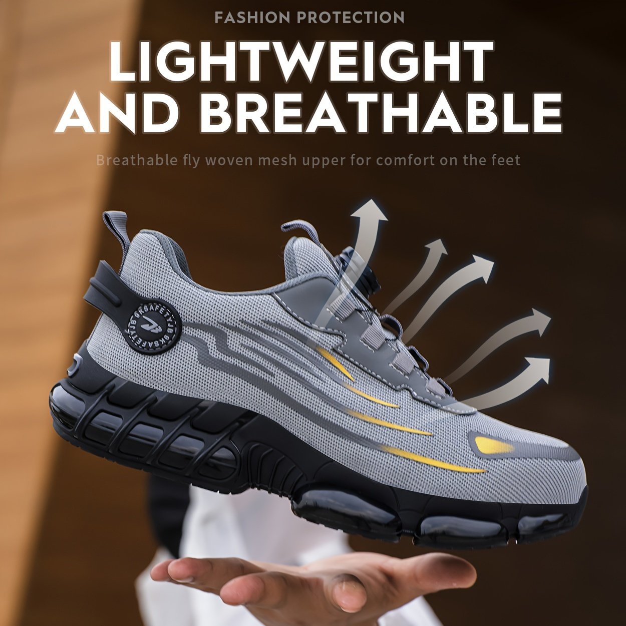 1 Pair Men'S Steel Toe Sneakers - Non-Slip Safety Work Shoes with EVA & Rubber Sole, Fabric Upper, Low Top Lace-Up Design for Running, Hiking, Outdoor Activities - Wear-Resistant, Comfortable, Universal Fit - Image 18