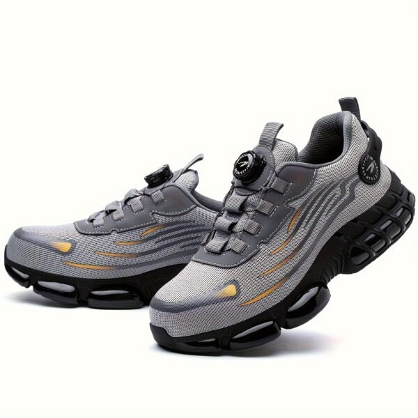 1 Pair Men'S Steel Toe Sneakers - Non-Slip Safety Work Shoes with EVA & Rubber Sole, Fabric Upper, Low Top Lace-Up Design for Running, Hiking, Outdoor Activities - Wear-Resistant, Comfortable, Universal Fit - Image 4