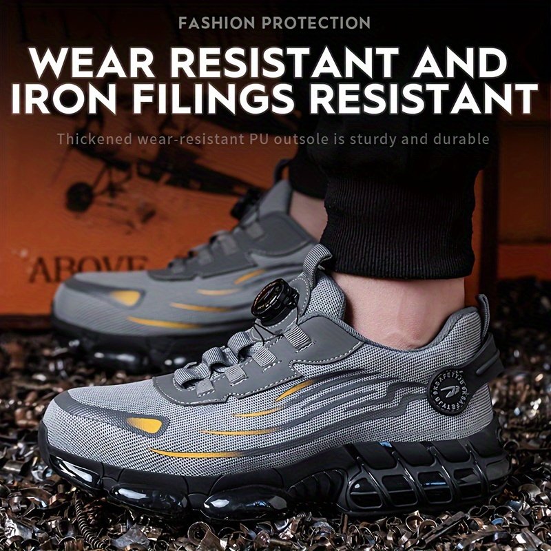 1 Pair Men'S Steel Toe Sneakers - Non-Slip Safety Work Shoes with EVA & Rubber Sole, Fabric Upper, Low Top Lace-Up Design for Running, Hiking, Outdoor Activities - Wear-Resistant, Comfortable, Universal Fit - Image 10
