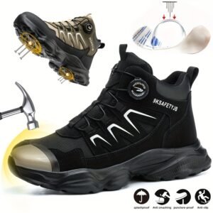 new Men's safety boots with anti slip and wear-resistant rubber soles, fashionable and comfortable work boots, casual hiking shoes